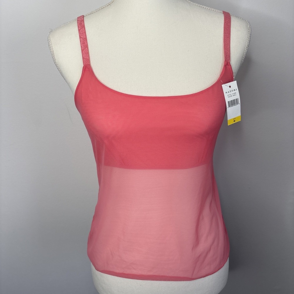 Natori Womens‎ Medium Sheer Mesh Camisole Shell Shelf Bra Adjustable Straps